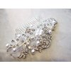 Generic Crystal and pearl silver hair comb barrette clip bridal clip silver bridal, 2