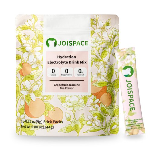 JOISPACE Electrolyte Drink Mix - Grapefruit Jasmine Tea - Hydration Powder Packets with Tea Polyphenols & Ascorbic Acid | Non-GMO, Gluten Free, Vegan Electrolytes Powder Packets | 16 Servings