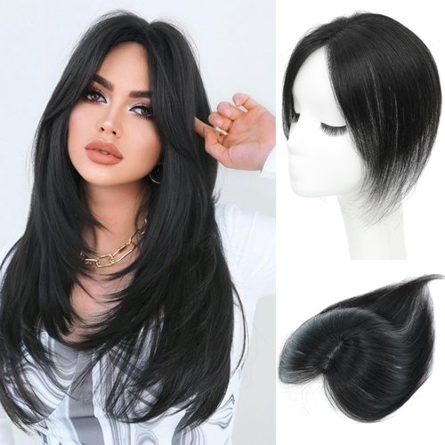 Angels Beauty Hair Toppers for Women Real Human Hair, 360° 3D Cover Side Clip in Bangs, Upgrade B...
