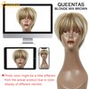 QUEENTAS Pixie Layered Short Blonde Wigs for White Women Black Women Synthetic Hair (Blonde Mixed Brown)