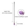 Paialco Big Natural Amethyst Quartz Crystal Point Pendant Necklace, Cord String
