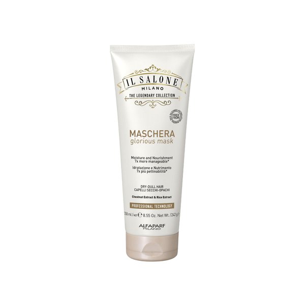Il Salone Milano Professional Glorious Mask - Hydrating Hair Mask for Dry Hair - Increases Nourishment and Combability with Chestnut Extract & Rice Extract - Salon-Quality Hair Care (8.55 oz / 250 ml)