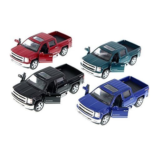 KiNSMART 2014 Chevy Silverado Pick-up Truck, Set of 4 5381D - 1/46 Scale Diecast Model Toy Cars,unisex-children