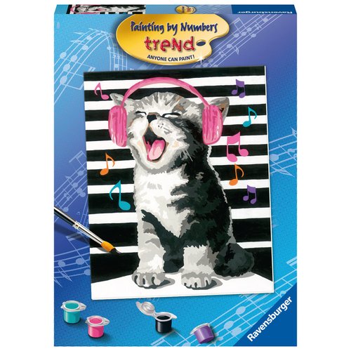 Ravensburger Singing Kitten Paint by Numbers Kit for Children - Painting Arts and Crafts for Kids Age 12 Years Up