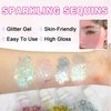 CAHIUYOA 2PCS White Silver Face Glitter Gel Holographic Glitter Gel for Body Hair Lip Glitter Makeup Long Lasting Waterproof Sequins Glitter for Halloween Concert Rave Party Accessories
