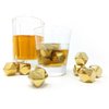 Whiskey Stones Gold Edition Gift Set of 8 Stainless Steel Diamond Shaped Metal Ice Cubes, Reusable Chilling Rocks including Silicone Tip Tongs and Storage Tray