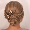 Kercisbeauty Dainty Black Rhinestones Beads Gold Leaf Hair Comb for Women Girls Wedding Bridal Hair Piece Jewelry