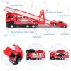 Winrayk 4Pcs Tow Truck Toys with Mini Toy Cars Set Pull Back Cars with Lights and Sound Trailer Transporter Vehicles Truck Toy, 1:50 Scale Metal Diecast Toy Trucks for Boys Girls 3 4 5 6 7 8 Years Old