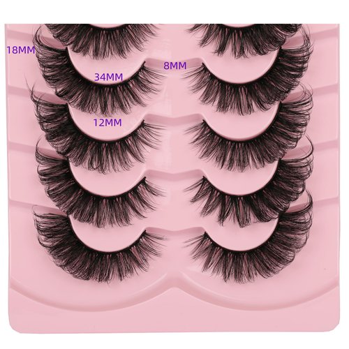 Gmagictobo False Eyelashes Fluffy Cat Eye Lashes Pack Natural Look 3D Faux Mink Lashes Fox Eye Fake Eyelashes 8 Pairs