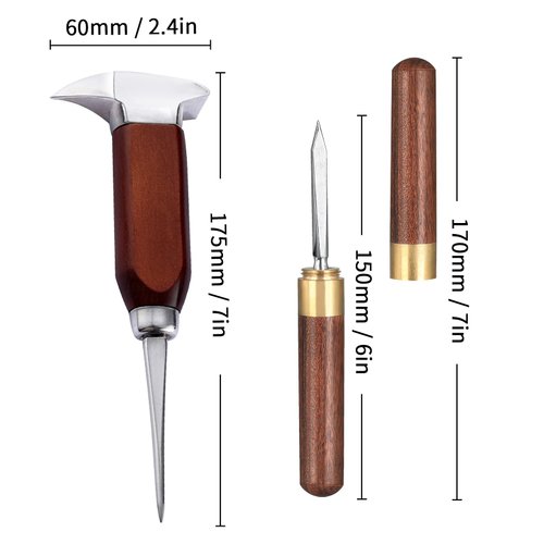 Ice Pick - 17cm / 7" Stainless Steel Ice Chipper with Wood Handle, Japanese Style Ice Crusher ideal for Bars, Bartender. Best Carving Tool (7 inch)