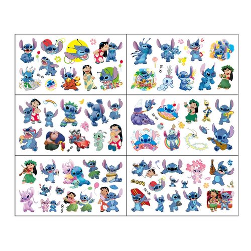 100Sheets Stitch Temporary Tattoos Birthday Themed Party Supplies Decoration Favors Cartoon Cute Sticker for Kids Boys Home Activity Class Prizes Carnival Christmas Rewards