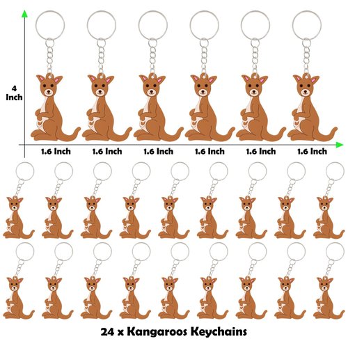CiciBear 24 Pack Keychains Party Favors for Kangaroo Birthday Baby Shower Woodland Animals Party, Goodie Bag Stuffer, Kids Birthday, Carnival Rewards