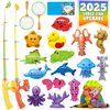 CozyBomB™ Magnetic Fishing Toys Game Set for Kids | Water Table Bathtub Kiddie Pool Party & Pole Rod Net, Plastic Floating Fish Toddler Color Ocean Sea Animals Christmas Age 3 4 5 6 Year