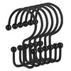 Goowin Shower Curtain Hooks, 12 Pcs Shower Curtain Rings, Durable Rust Proof Black Shower Curtain Hooks, Shower Rings for Curtain, Double Glide Shower Curtain Hooks for Shower Curtain Rods, Black