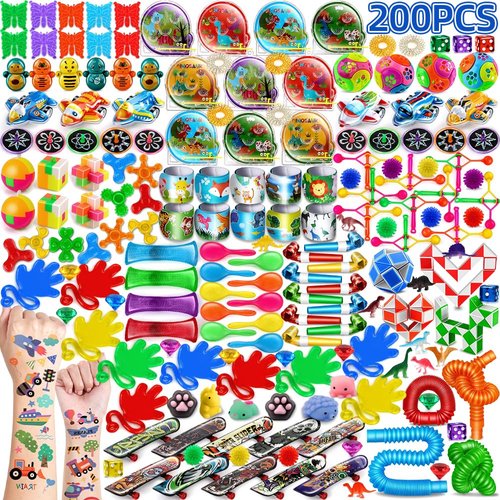 nicknack 200PCS Party Favors Kids Goodie Bag Fillers Toy Assortment Party Prizes Box for Classroo...