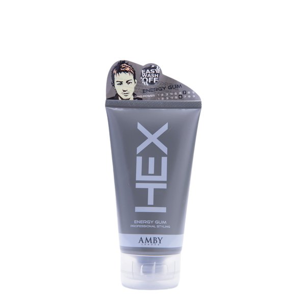HEX Amby Hair Styling Gel Energy Gum 5.3oz (150g) Definition With Strong Lasting Hold, Matte Non-Greasy Dry Finish for Modern Hairstyles, Natural Pliable Moldable Texture Paste