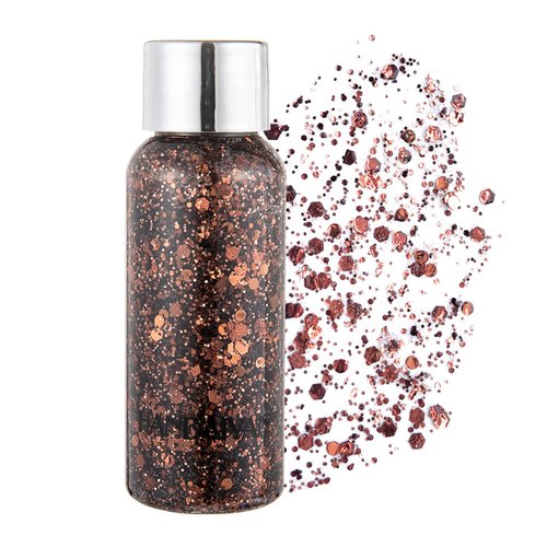 GL-Turelifes Mermaid Sequins Chunky Glitter Liquid Eyeshadow Glitter Body Gel Festival Glitter Cosmetic Face Hair Nails Makeup Long Lasting Sparkling 30g (#07 Bronze)