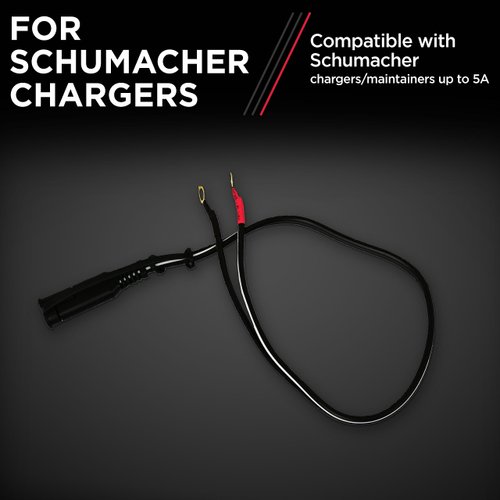 Schumacher WM-12 Ring Connection Cable for Battery Chargers and Maintainers – 18 Inches – Quick Connect – Ideal for Motorcycle, Power Sport, and Lawn Tractor Batteries