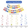BEISHIDA Red Blue Gold HAPPY BIRTHDAY Banner with 12pcs Red Blue Gold Stars Hanging Swirls Garland Birthday Party Decorations Sets for Birthday Party Supplies, Kids Girls Birthday Decorations