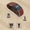 POWERTEC 3 x 21 Inch Sanding Belts, 120 Grit Aluminum Oxide Belt Sander Sanding Belt for Portable Belt Sander, Wood & Paint Sanding, Metal Polishing, 10PK (110450)