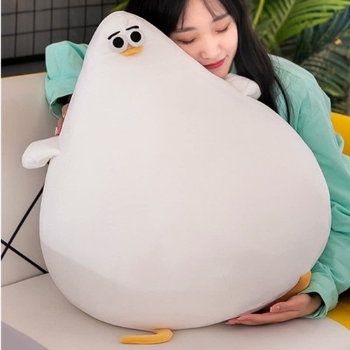 OUKEYI Funny Plush Seagull Pillow, Simulation Cute Fat Chicken Doll Toys, Soft Stuffed CushionsChicken Plush Pillow Floor Mat Kawaii Festival Gifts (15.7inches)