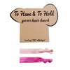 Bachelorette Party Favors: White Rose Gold Hair Ties, Hair Bands, and Card to Hold Hair Back for Bride, Bridesmaids, Bridal Shower, and Wedding Decorations
