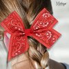 Womens Hair Bow Clips Paisley Print Ribbon, 5.5W x 4H Inches, Metal Clip (Red)