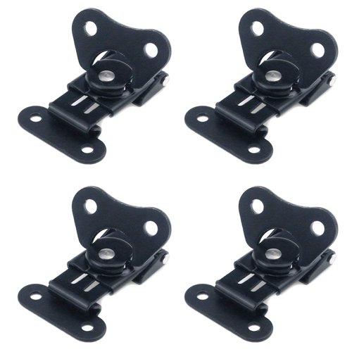 MY MIRONEY 4-Pack Black Spring Loaded Butterfly Twist Latch and Keeper Metal Hardware Toggle Clamp Hasp Box Chest Closure with Screws for Flight Case,1.97" x 1.5"