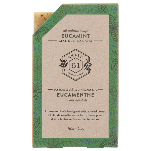 Crate 61 Soap Bar, Eucamint, All Natural, Vegan, Cruelty Free, 4 Ounce (Pack of 8)