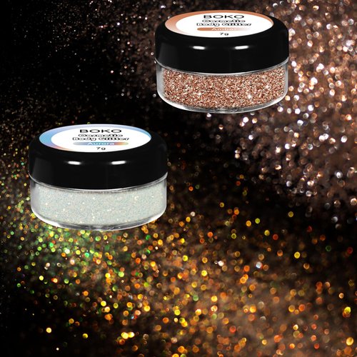 Boko Sparkle Glitter Powder 14g Cosmetic Iridescent White and Brown Glitter Carnaval Body Makeup for Glitter Eyeshadow Lip Face Paint Nail Art Christmas Concert Party Rave Accessories - Aurora Amber