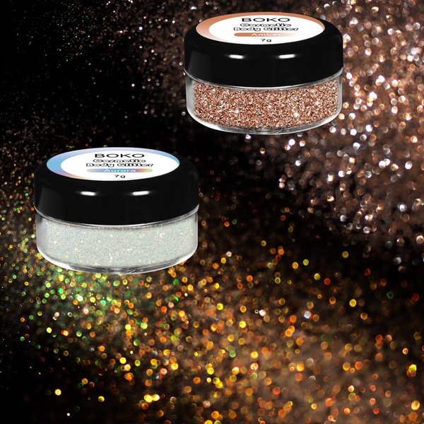 Boko Sparkle Glitter Powder 14g Cosmetic Iridescent White and Brown Glitter Carnaval Body Makeup for Glitter Eyeshadow Lip Face Paint Nail Art Christmas Concert Party Rave Accessories - Aurora Amber