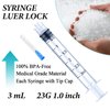 50 Pack 3ml Disposable Syringe with Needle 23Ga 1.0 Inch, Luer Lock Syringes, Individual Sterilized Wrapped
