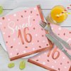 Rose Gold & Pink Sweet 16 Birthday Bundle: Party Supplies Set with paper Plates, Napkins and Cups - Sweet Sixteen Decorations, Party Favors ，Serves 16
