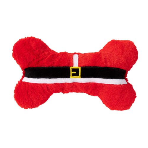 Santa Furry Bone Dog Toy Christmas Plush Non Toxic Washable 12 inches