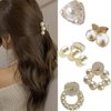 5 Pcs Pearl Hair Clips Mini Pearl Hair Claw Clips Small Pearl Hair Barrettes Fashion Pearl Hairpins Daily Use Hair Accessories for Women Girls