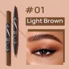 Microblading Eyebrow Pen Brow Pencil Waterproof Eyebrow Pen 2-in-1 Dual-Ended Eyebrow Pencil with 4-Fork Tip & Spoolie Brush for Long-Lasting Hairlike Eyebrow Pen, Light Brown