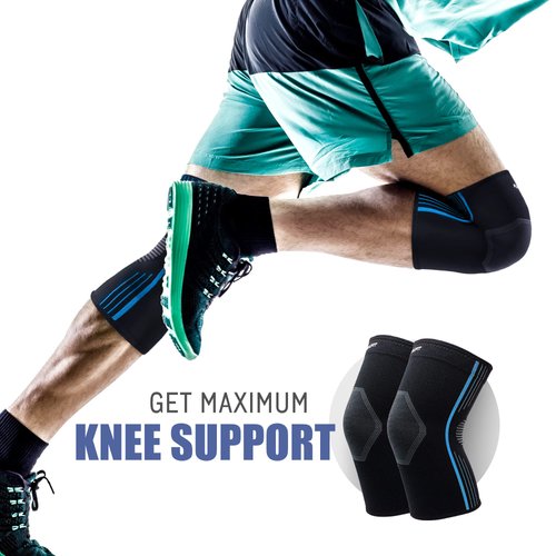 NeoAlly® - Knee Compression Sleeve for Knee Pain, Gym Knee Support for Improved Mobility, Lightweight Knee Relief Sleeves, Breathable and Moisture-Wicking, Blue, Medium, Pack of 1