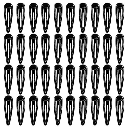 40Pcs Silicone Coated Hair Barrettes for Women, Non-Slip Metal Hair Clip Barrettes, Drop Oil Protection Snap Hair Clips for Kids, Teens, Girls(Black)