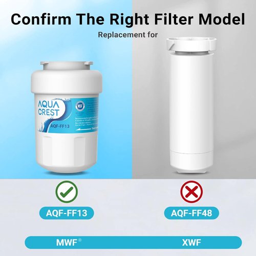 AQUA CREST AQF-FF13 Replacement for GE® MWF®, SmartWater® MWFP, MWFINT, MWFA, GWF, HDX FMG-1, Kenmore® 9991 Refrigerator Water Filter