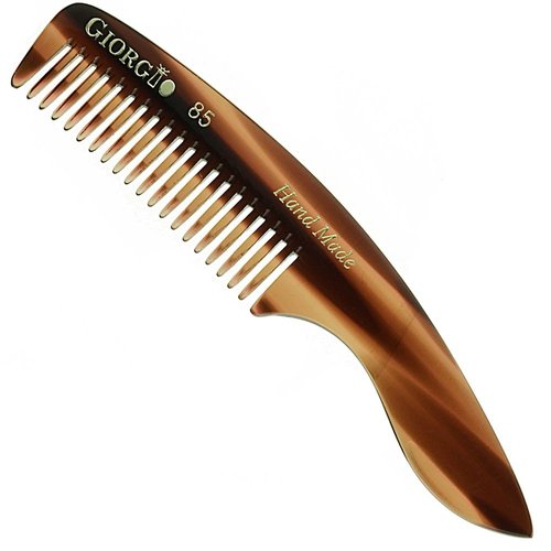 Giorgio G85 travel comb for Mustache and Beard Comb for Men - Small Fine Tooth Pocket Comb for Everyday Hair Care - Sawcut and Hand Polished Pocket Comb and Styling Comb - Tortoiseshell Comb (4.75")