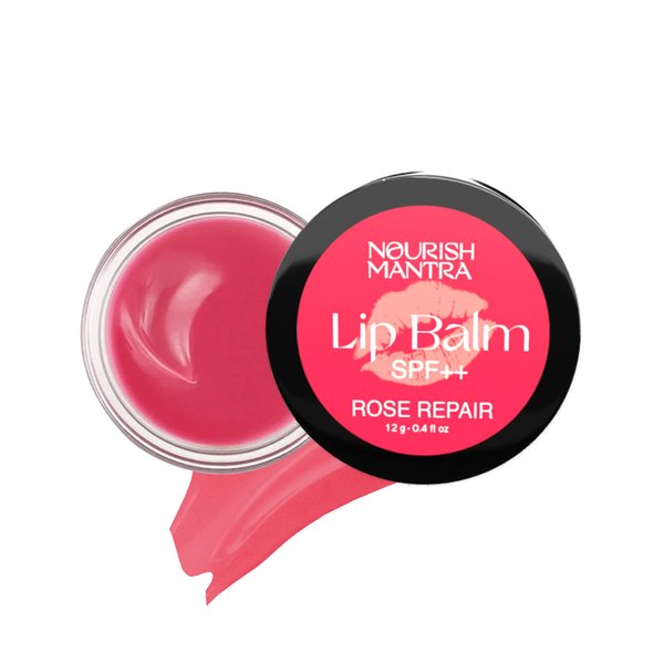 NOURISH MANTRA Rose Repair Lip Balm With Spf/Made With Rose Extracts, Olive Oil, Shea Butter, Vitamin E And Avocado Oil/For Dry, Chapped And Dark Lips/ 12Gms (Pink, Red)