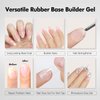 FZANEST Clear Rubber Base Gel and Diamond Top Coat Set,5 in 1 Builder Base Gel For Nails Ultra Shine No Wipe Top Coat Gel Nail Polish Kit,Long Lasting Base Structure Strengthener Gel