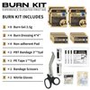 RHINO RESCUE Burn Kit, 4pcs Burn Dressings 4x4”, 8pcs Burn Gel Packets 3.5g, 4pcs Non-Adherent Burn Pads, Burn First Aid Cooling Soothing Cream Relief with Bandage, Nitrile Gloves, Scissors, Tape