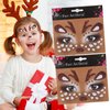Cute Deer Face Sticker Christmas Face Jewel Gems Stickers Glitter Sparkling Animal Face Eye Decoration for Make Up Halloween Party Supplies 2 Pcs (Reindeer)