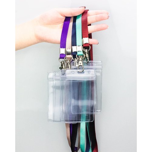 Teskyer Lanyards for ID Badges, 3 Pack of Lanyard with ID Card Holder, Extra Thick Clear Waterproof Resealable Zip ID Badge Holder with Lanyard for Office, School, Cruise Ship Cards