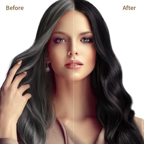 COSMTEK MEIDU Black Hair Dye Shampoo for Gray Hair, Semi-Permanent Hair Color Shampoo for Women and Men, Herbal and No Ammonia, 3 in 1-100% Grey Coverage(16.9 Fl oz)