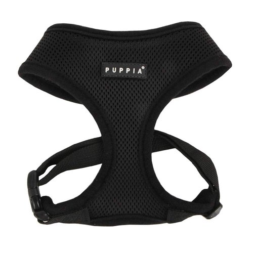Puppia Soft Dog Harness No Choke Over-The-Head Triple Layered Breathable Mesh Adjustable Chest Belt and Quick-Release Buckle, Black, X-Small