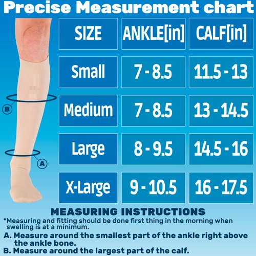 ABSOLUTE SUPPORT Made in USA - Graduated Support Opaque Compression Knee High Socks for Men 20-30mmHg | For Swelling, Lymphedema, Post Surgery - Tan, Medium, A104TN2