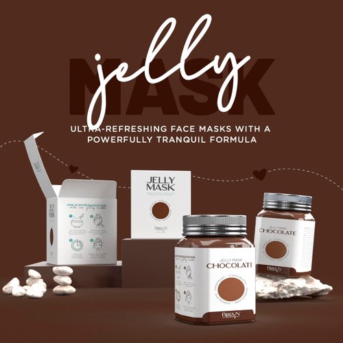 BRÜUN Jelly Mask Jar Chocolate Peel-Off Face Care Rubber Mask | 23 fl oz Skin Care Moisturizing Gel Mask Jar Spa Set
