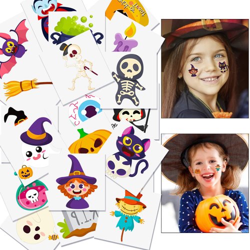 LOMIMOS Halloween 120PCS Temporary Tattoo,Waterproof Removable Stickers for Children Adults Party Favors Festival Decoration